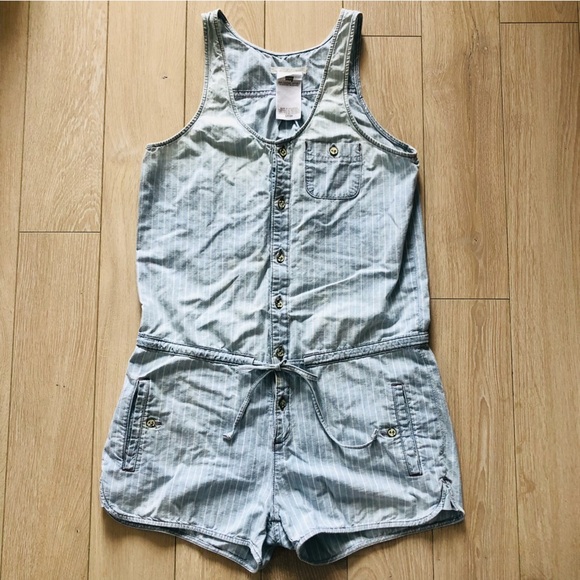 Levi’s Light Wash Chambray Striped Romper - Picture 1 of 9